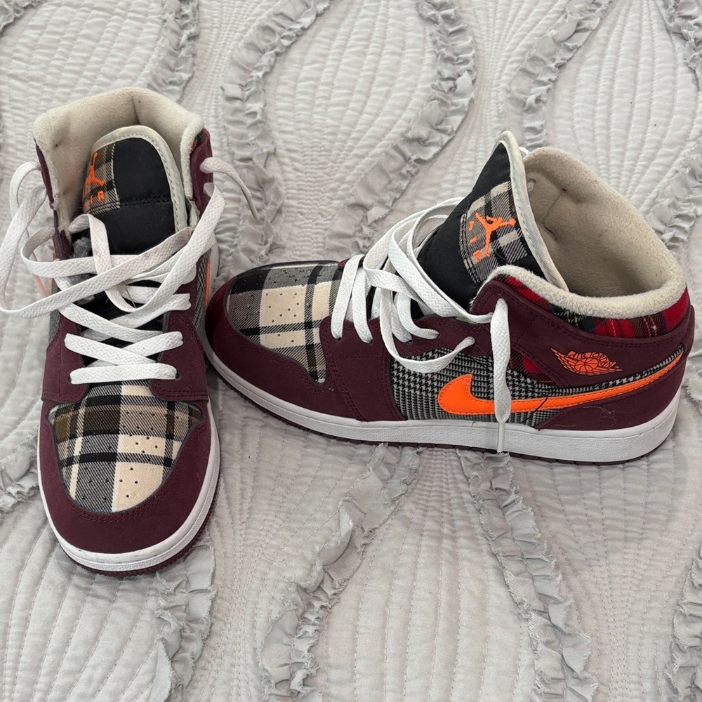Nike Big Kids High-Top Sneakers - Maroon and Orange